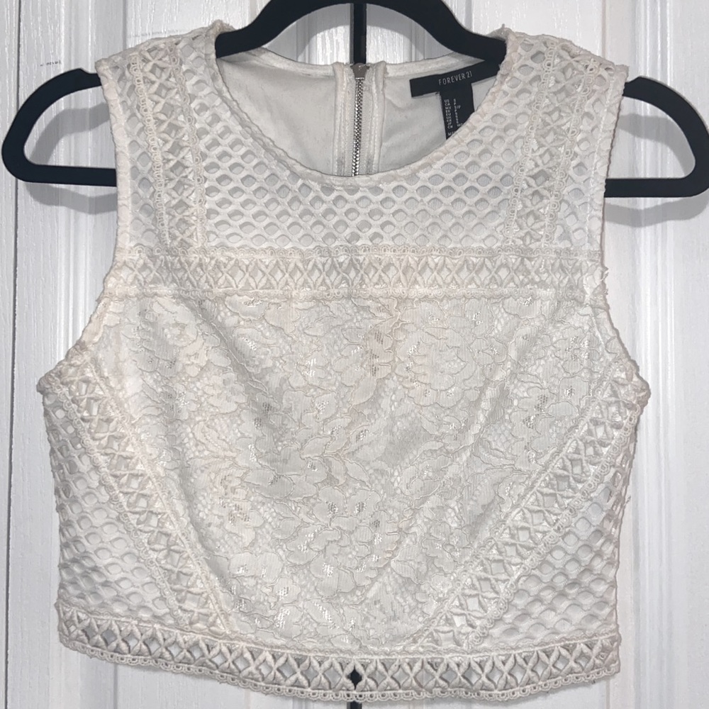 Forever 21 white lace vintage style crop top